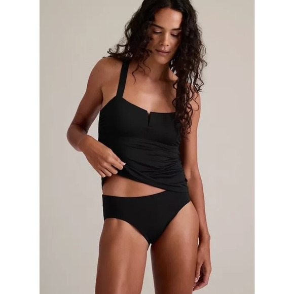 NWT Athleta Size 34 B/C SQUARE NECK V BRA CUP TANKINI Black‎ Beach Swim Pool $89 - Picture 1 of 7